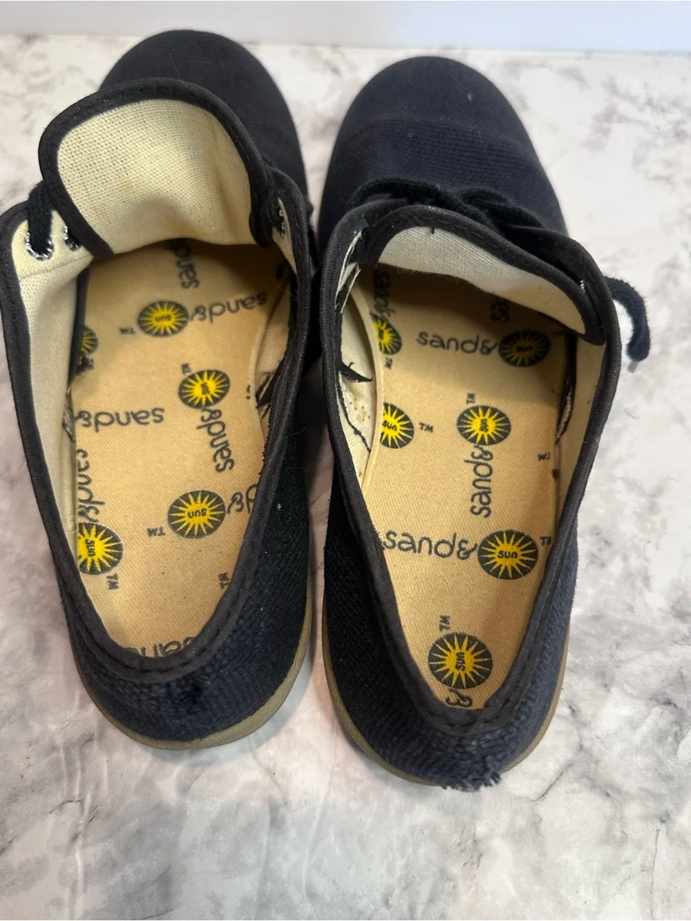 Sand & Sun “Winos”Black Canvas Lace Up Sneakers Gum Sole Casual Shoes size 7.5